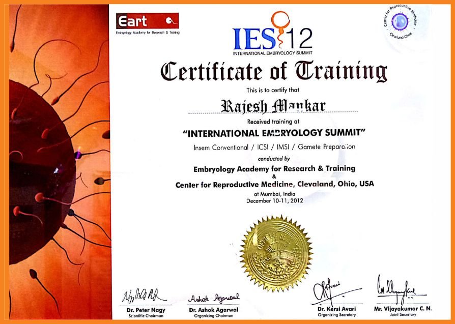 Embryologist summit 12 certificate